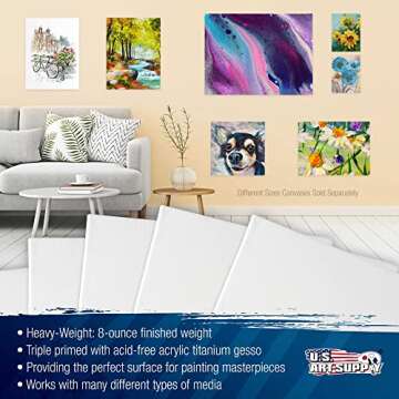 U.S. Art Supply 16 x 20 Canvas Super Value 5-Pack - Great for All Media