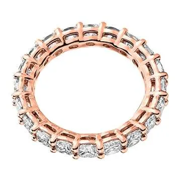 PAVOI 14K Rose Gold Plated Cubic Zirconia Love Band - 3mm Stackable Rings for Women - Stacking Jewelry Gold Eternity Rings for Women, Size 8
