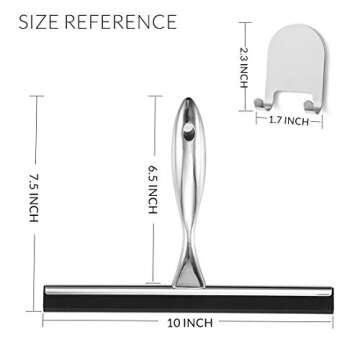 VELIMAX Premium 18/8 Stainless Steel Shower Squeegee, 10 Inch, Silver