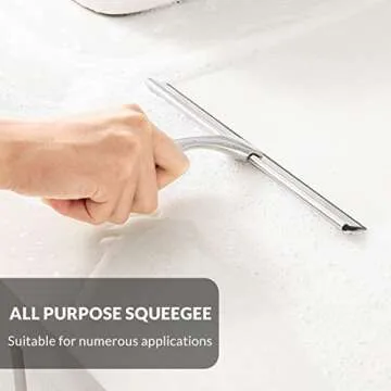 VELIMAX Premium 18/8 Stainless Steel Shower Squeegee, 10 Inch, Silver
