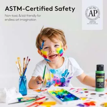 Acrylic Paint Set with 12 Art Brushes, 36 Colors (2 oz/Bottle) Acrylic Paint for Painting Canvas, Wood, Ceramic and Fabric, Paint Set for Beginners, Students and Professional Artist, Rich Pigments