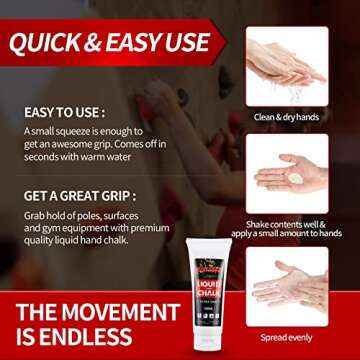 Liquid Chalk, Sports Chalk, Hand Grip Chalk,Weightlifting Chalk,Gym Chalk,Work Out Chalk for Cross Training, Powerlifting,Pole Dance(50ML)