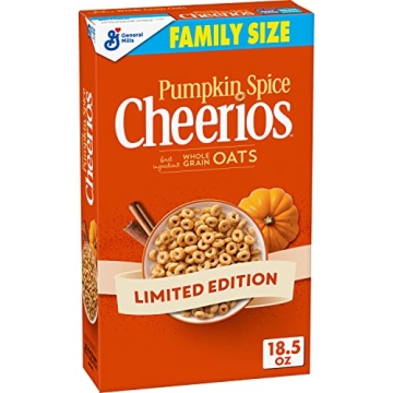 Pumpkin Spice Cheerios - Gluten Free Family Size Cereal, 18.5 OZ