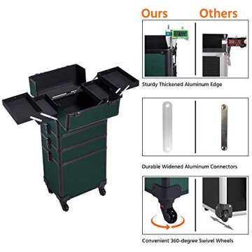 Yaheetech 4 in 1 Aluminum Rolling Makeup Case Trolley