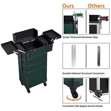 Yaheetech 4 in 1 Aluminum Rolling Makeup Case Trolley