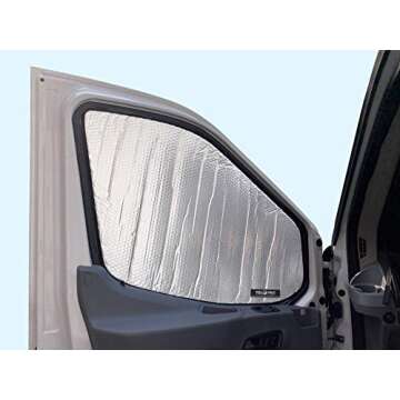 YelloPro Auto Side Window Front Seat Reflective Sunshade Custom Fit for 2015 2016 2017 2018 2019 2020 2021 2022 2023 2024 Ford Transit Van (Set of 2)