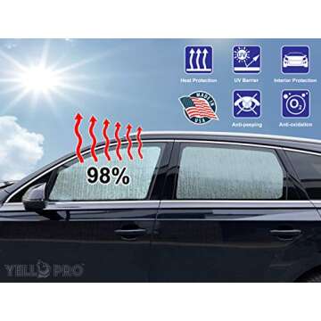 YelloPro Auto Side Window Front Seat Reflective Sunshade Custom Fit for 2015 2016 2017 2018 2019 2020 2021 2022 2023 2024 Ford Transit Van (Set of 2)