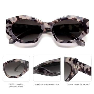 SOJOS Hexagonal Polarized Sunglasses for Men & Women