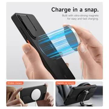 SURITCH for Samsung Galaxy S25 Ultra Phone Case, Magnetic Protective Cover with Camera Cover & Adjustable Metal Kickstand for Galaxy S25 Ultra (2025)-Black