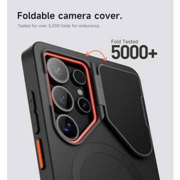 SURITCH for Samsung Galaxy S25 Ultra Phone Case, Magnetic Protective Cover with Camera Cover & Adjustable Metal Kickstand for Galaxy S25 Ultra (2025)-Black