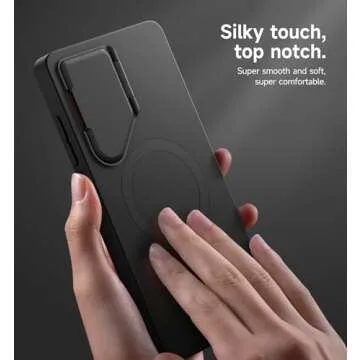 SURITCH for Samsung Galaxy S25 Ultra Phone Case, Magnetic Protective Cover with Camera Cover & Adjustable Metal Kickstand for Galaxy S25 Ultra (2025)-Black