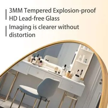 ZHUNFA Arched Full Length Mirror, 79x39 Oversized Floor Mirror with Stand, Gold Mirror Full Length, ...