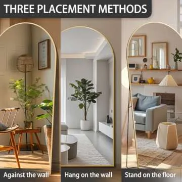 ZHUNFA Arched Full Length Mirror, 79x39 Oversized Floor Mirror with Stand, Gold Mirror Full Length, Aluminum Full Body Dressing Mirror with Arched-Top, Leaning for Living Room, Bedroom