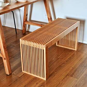 APRTAT Bamboo Dining Bench, 35 inch Farmhouse Decor Indoor Kitchen Table Bench, Entryway Shoe Rack B...