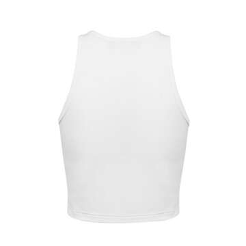 OThread & Co. Women's Basic Crop Tops Stretchy Casual Crew Neck Sleeveless Crop Tank Top (Medium, White)