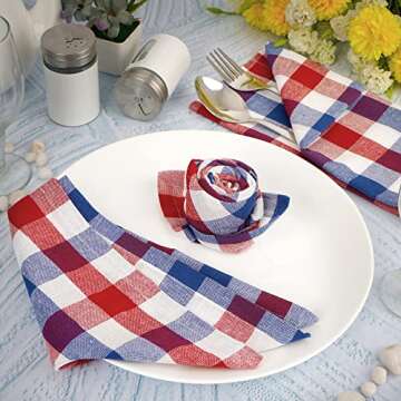 Fingercraft Dinner Napkins, Everyday Use,Premium Quality Cotton Buffalo Plaid Napkins Perfect for Pa...
