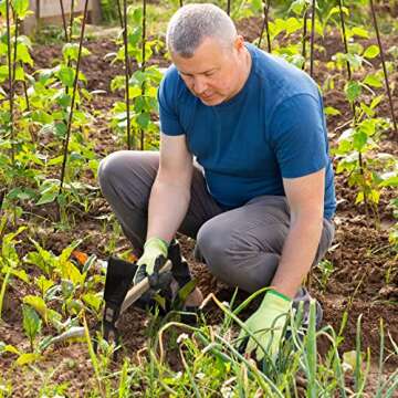 VILIVIT Garden Cultivator Hoes,Dual Headed Weeding Tool,Carbon Steel Hoe/Cultivator 3 Prongs Combo Garden Tools with Wood Handle for Light Use