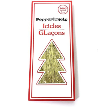 PEPPERLONELY Gold Tinsel Christmas Decorations - 2000 Strands of Icicles for Elegant Holiday Decor