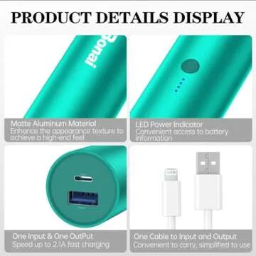 BONAI Portable Charger iPhone Power Bank 5000mAh, Ultra-Compact Travel Lightweight External Backup Battery Pack Highspeed Compatible with iPhone 14 13 12 11 Android Phone and More - Green