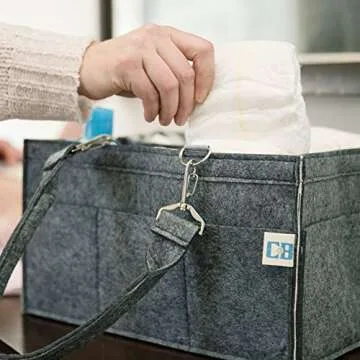 Colorful Baby Diaper Caddy – Nursery Storage Caddy and Car Organizer Bin – Easily Holds Diapers, Wipes, Toys | Baby Shower Gift for Newborn and Moms – Portable Tote Travel Diaper Bag (Moonlight Grey)