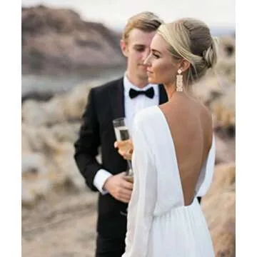 2 Pairs Bride Earrings Beaded Wedding Bridal Drop Dangle Earrings for Women Elegant Mrs Alloy Earrings Bridal Shower Bachelorette Party Jewelry Gift (2PCS Beaded)