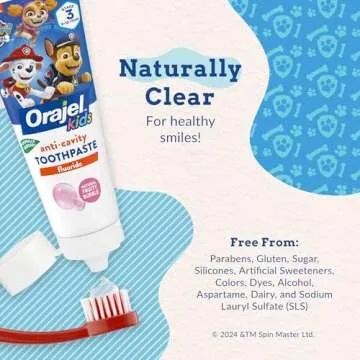 Orajel Kids Paw Patrol Anti-Cavity Fluoride Toothpaste, Natural Fruity Bubble Flavor, 4.2oz Tube