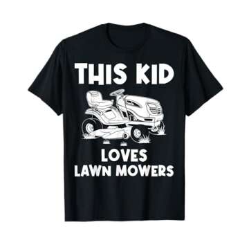 Funny Lawn Mowing Gift For Kids Lawn Mower Farm Gardening T-Shirt