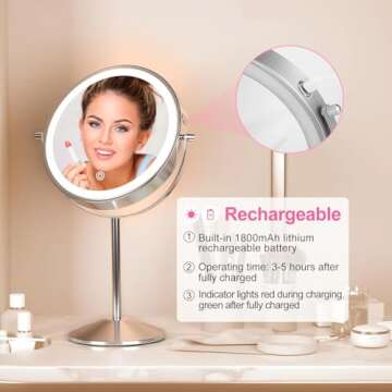 LOVESPEJO 8" Rechargeable Magnifying Makeup Mirror