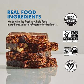 CORE Organic Refrigerated Plant-Based Protein Bars – Low Sugar, High Fiber Bars with Probiotics – Pack of 16, Dark Chocolate Cherry + Coconut Chocolate Chip