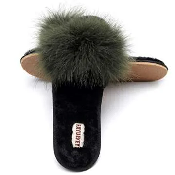 FAYUEKEY Fuzzy Slippers for Women Fluffy Furry Soft House Shoes