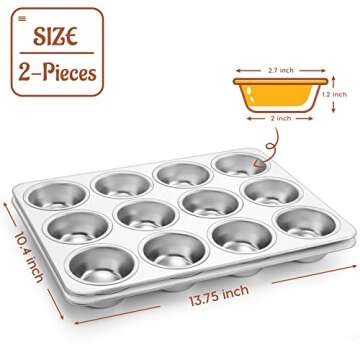 P&P CHEF Muffin Pan Cupcake Baking Pan Set of 2, 12 Cups Muffin Tin Tray, Stainless Steel Muffin Pan...