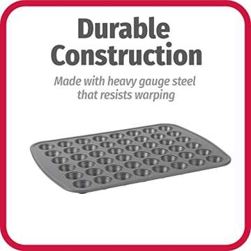 GoodCook Everyday Non-Stick Steel 48 Cup Mini Muffin Pan – Heavy Duty Small Muffin Pan, Bakeware Cupcake Pan, Delicious Baked Goods Muffin Tin Tray, Dishwasher Safe