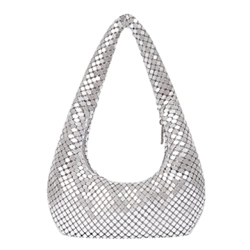 Silver Evening Bag Women Unique Handbags Cool Purses Small Shoulder Purse Silver Metallic Purse Desi...