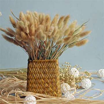 Country-living Natural Pastoral Style Natural Material Shooting Props Dried Flowers Bouquets Bunny Tails Rabbit Tail Grass 60pcs Length 45cm (Foxtail)