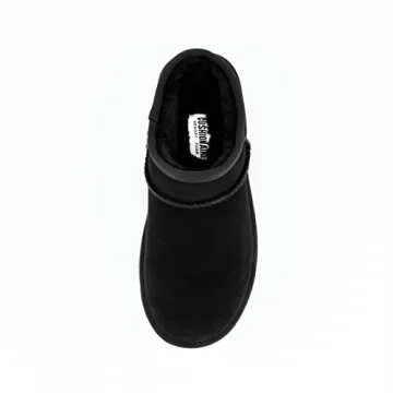 CUSHIONAIRE Women's Huggy Genuine Suede Cozy Mule Platform +Memory Foam, Wide Widths Available, Black 7.5 W