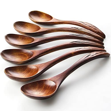 Eco-Friendly IQCWOOD Wooden Soup Spoons - Perfect for Healthy Eating and Stylish Dining