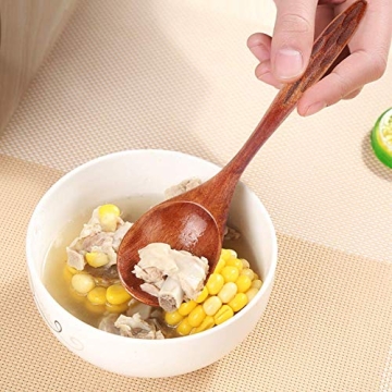 Eco-Friendly IQCWOOD Wooden Soup Spoons - 6 Pack