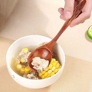 Eco-Friendly IQCWOOD Wooden Soup Spoons - 6 Pack