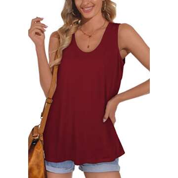 OFEEFAN Dressy Tank Tops for Women Basic Summer Sleeveless Shirts Burdany XXL