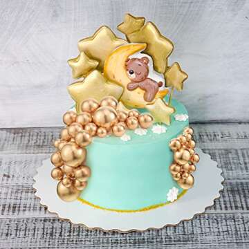 108 Pcs Balls Cake Topper DIY Cupcake Insert Foam Balloons for Cake Baking Wedding Anniversary Birthday Decoration(Gold,Multi Sizes)