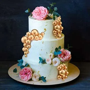 108 Pcs Balls Cake Topper DIY Cupcake Insert Foam Balloons for Cake Baking Wedding Anniversary Birthday Decoration(Gold,Multi Sizes)