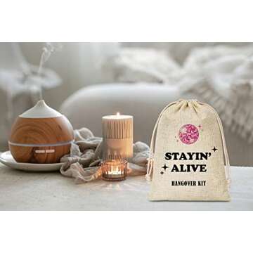 Hangover Kit Gift Bags,Survival Recovery Kit,Stayin' Alive,Wedding/ Bridal Shower/ Bachelorette Party/ Engagement Party Favors Supplies Decorations,5 Pcs(A14)