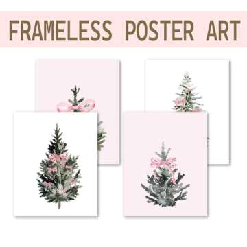 foedor Pink Wall Art,Bow Themed Party Decorations 8x10,Pink and White Room Decor,Tree Decor for Home...