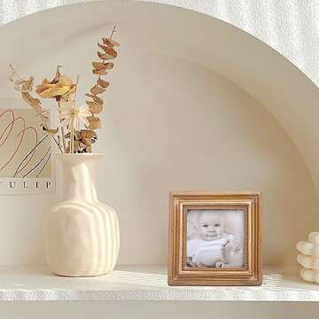 SIKOO Picture Frames 3x3 Square Vintage Frame Antique Picture Frames Wallet Size Picture Frames Set Tiny Ornate Frames Antique Gallery Wall Art,Tabletop and Wall Mount,Bronze Gold