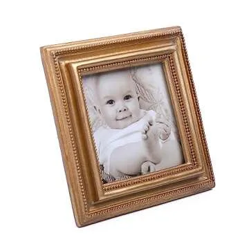 SIKOO Picture Frames 3x3 Square Vintage Frame Antique Picture Frames Wallet Size Picture Frames Set Tiny Ornate Frames Antique Gallery Wall Art,Tabletop and Wall Mount,Bronze Gold