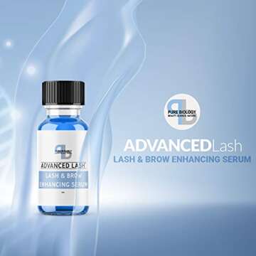 Pure Biology Eyelash Growth Serum & Eyebrow Enhancer with Biotin, Green Tea, Panax Ginseng, Natural ...