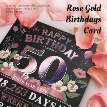 Aiunmiol 50th Birthday Card - Large 3D Pop Up for Women, Perfect Gift!