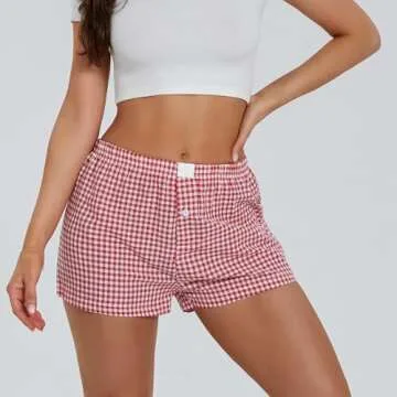 Y2K Lounge Shorts Soft Plaid Print for Women