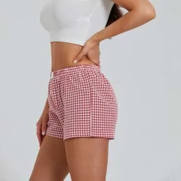 Y2K Lounge Shorts Soft Plaid Print for Women