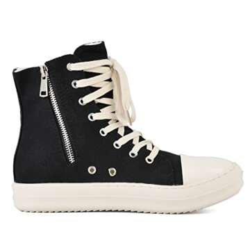 Kluolandi Women's High Top Sneakers Lace Up Canvas Shoes with Zipper Comfort Platform Walking Shoes ...